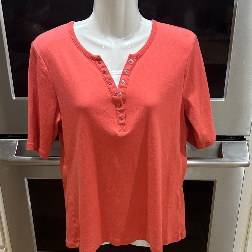 Croft & Barrow Coral Short Sleeve Top